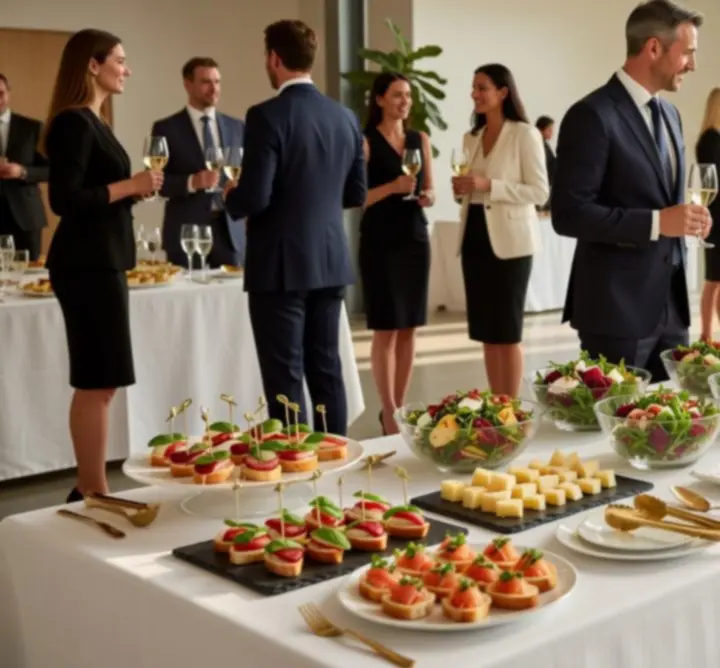 Elegant corporate buffet with refined dishes by GOL CATERING