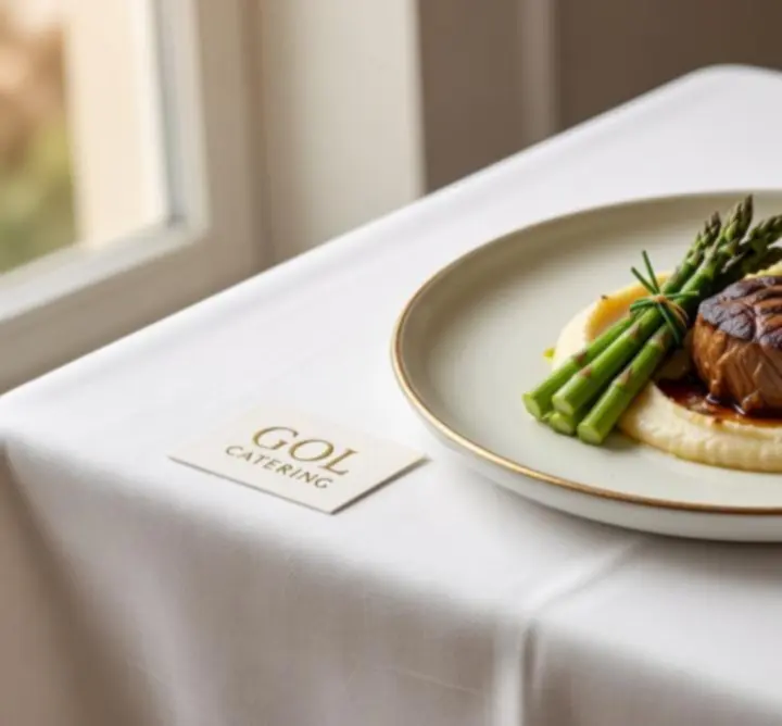 Elegantly plated gourmet dish prepared by GOL CATERING