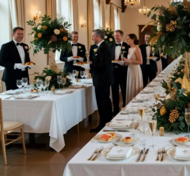 Elegant table setup with styled equipment and catering service