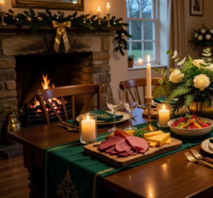 Intimate celebration with beautifully arranged catering table